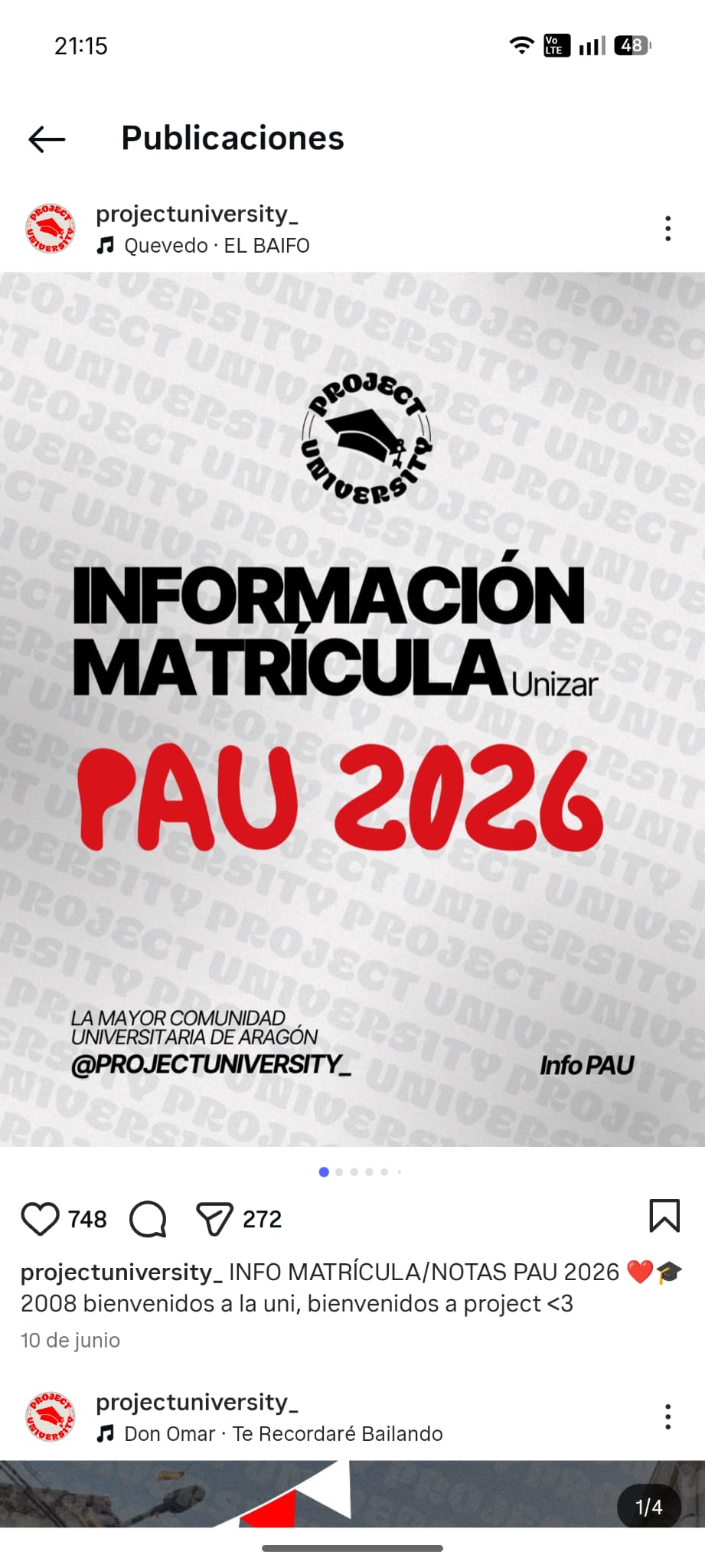 Información matrícula Unizar PAU 2026